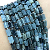 Natural Stone Hawks Eye Faceted Cylinder Spacer Beads
