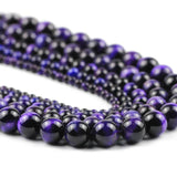 Purple Tiger Eye Stone Beads 4-12MM Round Loose Spacers for Jewelry Making