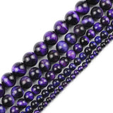 Purple Tiger Eye Stone Beads 4-12MM Round Loose Spacers for Jewelry Making