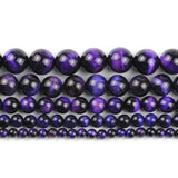 Purple Tiger Eye Stone Beads 4-12MM Round Loose Spacers for Jewelry Making