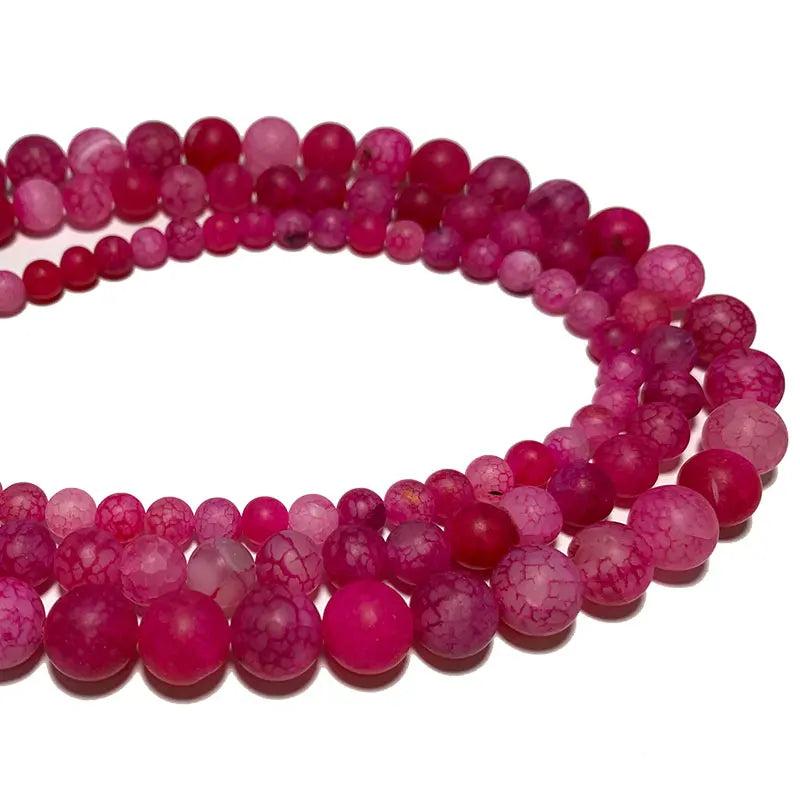 Rose Red Dragon Vein Agate Matte Stone Beads 6/8/10MM