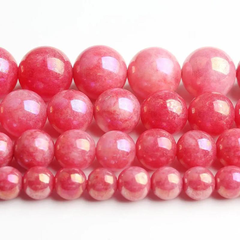 Red Angelite Stone Beads Round Loose DIY Bracelet