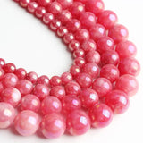 Red Angelite Stone Beads Round Loose DIY Bracelet
