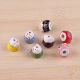 6pcs DIY Painted Ceramic Beads Lucky Cat Kitten Charm