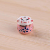 6pcs DIY Painted Ceramic Beads Lucky Cat Kitten Charm