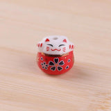 6pcs DIY Painted Ceramic Beads Lucky Cat Kitten Charm