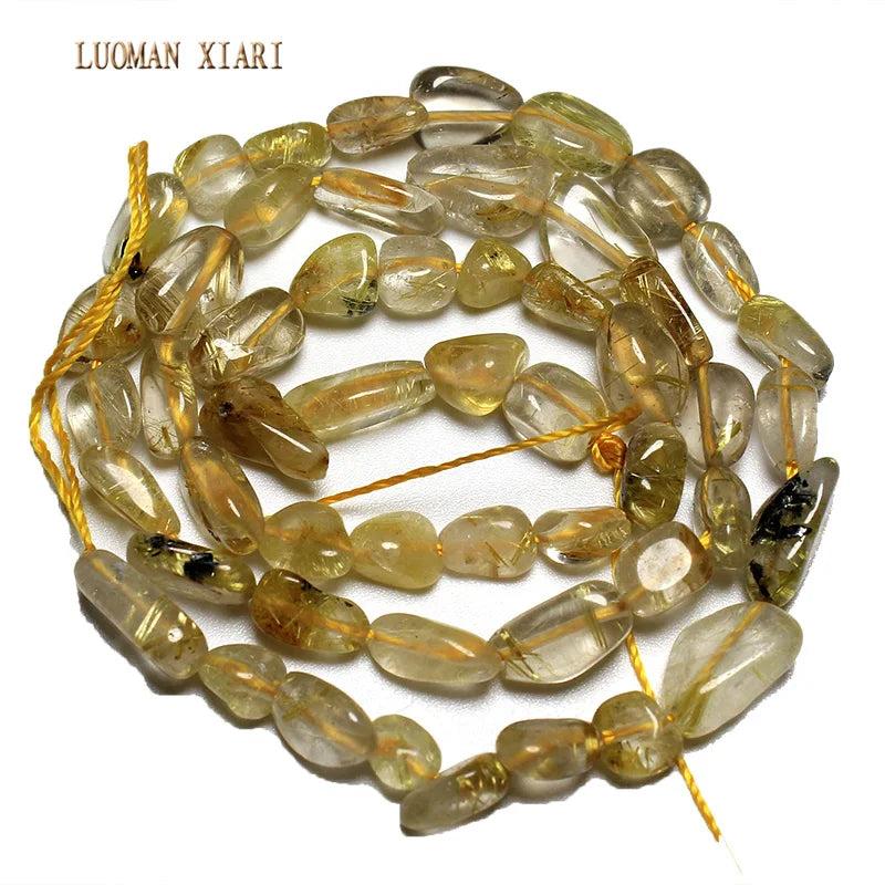 Natural Rutilated Quartz Beads 5-8mm Strand 15''