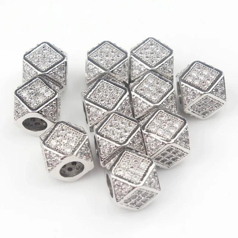 7mm Geometric CZ Charms Copper Beads for Jewelry Making