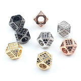 7mm Geometric CZ Charms Copper Beads for Jewelry Making