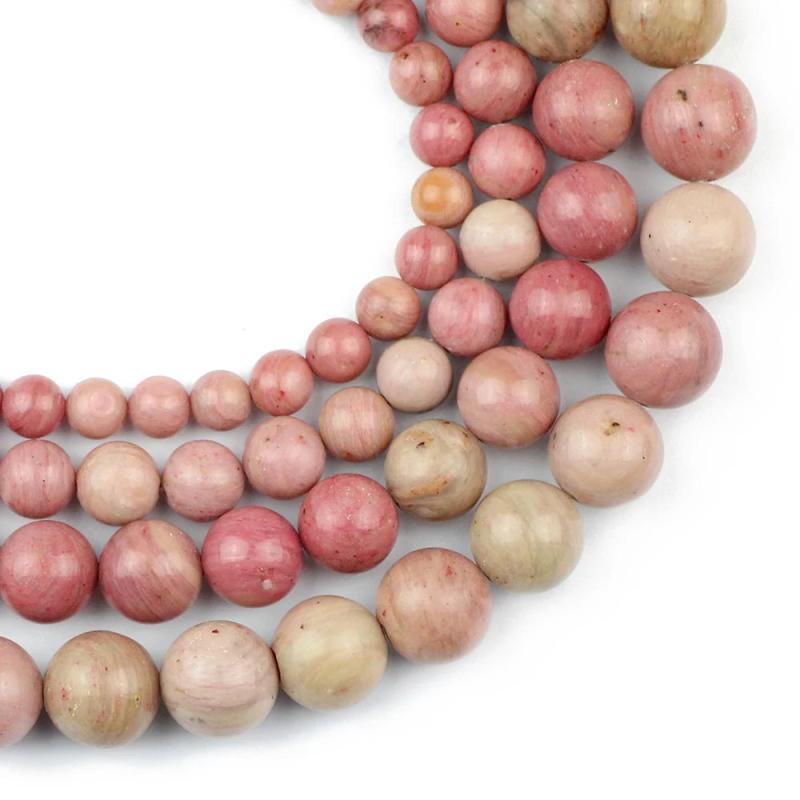 Natural Stone Spacer Beads 6/8/10/12mm Red Wood Grain DIY Charm Bracelet