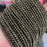 Natural Pyrites Stone Faceted Round Spacer Beads