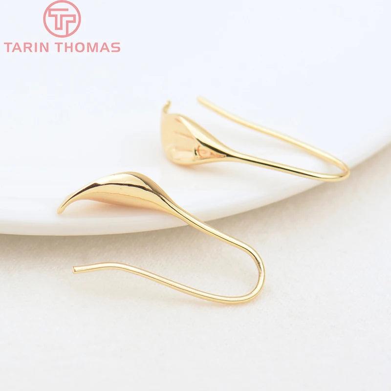 10PCS 26.5x11MM 24K Brass Calla Lily Earrings Hoop DIY Jewelry Making