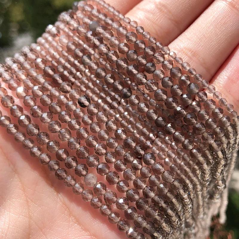 Tiny Smoky Quartz Beads Small Faceted Crystal Stone Bead Jewelry Making DIY