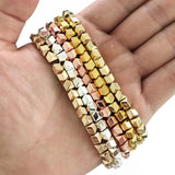 6mm Rose Plated Arrow V Square Hematite Natural Stone Charm Spacers Beads
