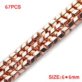 6mm Rose Plated Arrow V Square Hematite Natural Stone Charm Spacers Beads
