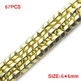 6mm Rose Plated Arrow V Square Hematite Natural Stone Charm Spacers Beads