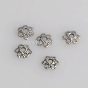 100pcs Tibetan Silver Flower Spacer Beads Caps 6x2mm YTC0031