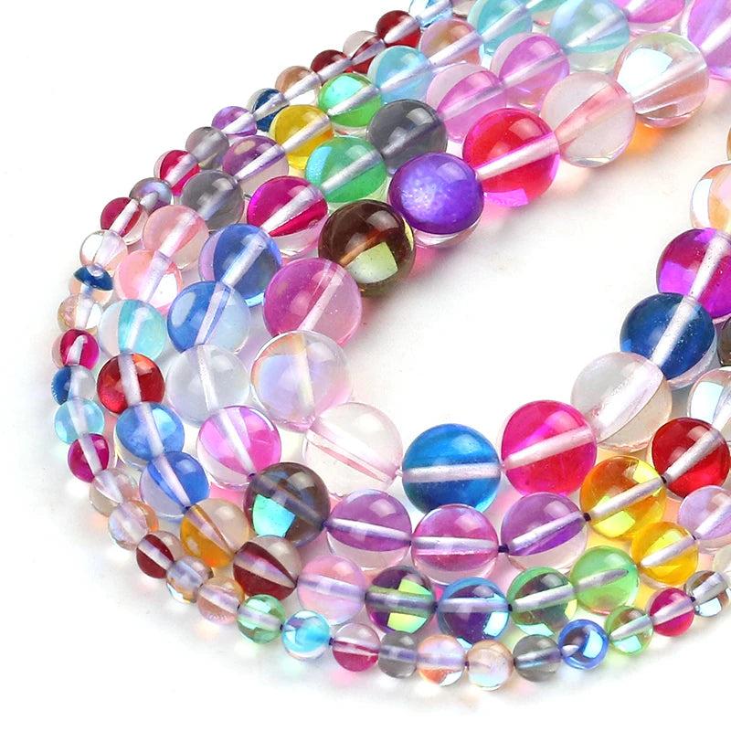 MoonStone Glitter Beads Round Loose Beads 6/8/10/12mm