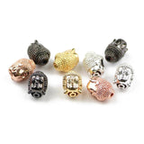 4pcs Buddha Head Pendant Charm Metal Beads Copper Spacer Inlay CZ