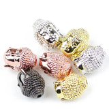 4pcs Buddha Head Pendant Charm Metal Beads Copper Spacer Inlay CZ