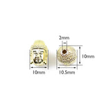 4pcs Buddha Head Pendant Charm Metal Beads Copper Spacer Inlay CZ