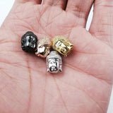 4pcs Buddha Head Pendant Charm Metal Beads Copper Spacer Inlay CZ