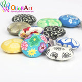 OlingArt 31MM 8pcs Flat Oval Clay Beads for Children DIY B