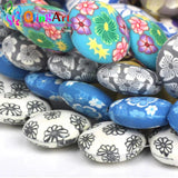 OlingArt 31MM 8pcs Flat Oval Clay Beads for Children DIY B