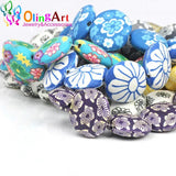 OlingArt 31MM 8pcs Flat Oval Clay Beads for Children DIY B