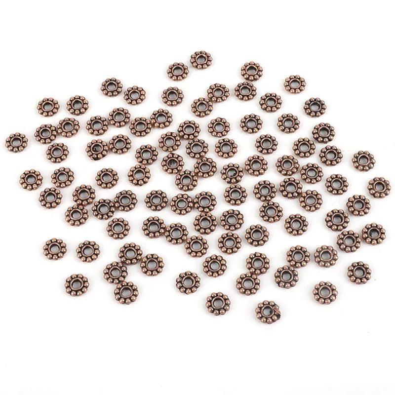 100pcs 6x2mm Vintage Metal Charm Beads Spacer for DIY Bracelet Necklace