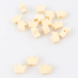 100pcs Crown Pattern Wooden Beads 13x18mm for DIY Jewelry Making