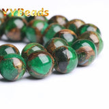 Green Cloisonne Stone Beads 4-12mm Round Spacer Charm Beads