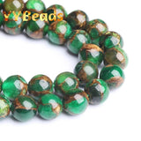 Green Cloisonne Stone Beads 4-12mm Round Spacer Charm Beads
