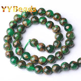 Green Cloisonne Stone Beads 4-12mm Round Spacer Charm Beads