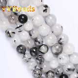 Rutilated Quartz Crystals Beads Round Charm Beads for Jewelry Making