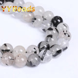 Rutilated Quartz Crystals Beads Round Charm Beads for Jewelry Making
