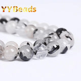 Rutilated Quartz Crystals Beads Round Charm Beads for Jewelry Making