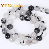 Rutilated Quartz Crystals Beads Round Charm Beads for Jewelry Making