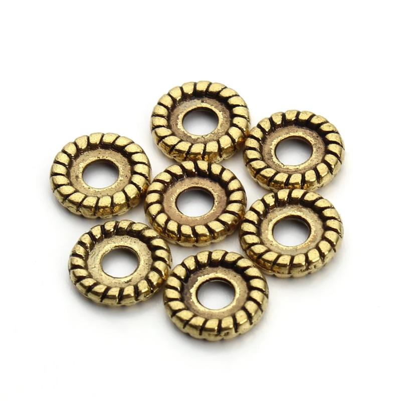DC 100PCS Alloy Spacer Beads Antique Gold/Silver 8mm DIY Jewelry Making