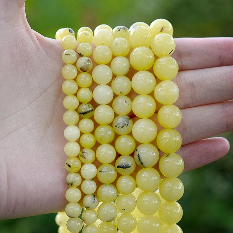 Yellow Australian Gem Round Stone Beads for Jewelry Making