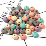 30Pcs Stripe Printed Wood Bead 10mm Prayer Bead Diy