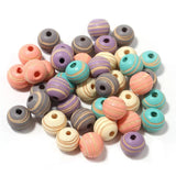 30Pcs Stripe Printed Wood Bead 10mm Prayer Bead Diy