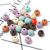 30Pcs Stripe Printed Wood Bead 10mm Prayer Bead Diy