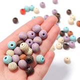30Pcs Stripe Printed Wood Bead 10mm Prayer Bead Diy