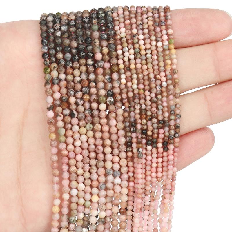 2/3mm Rhodochrosite Faceted Stone Beads 15inch