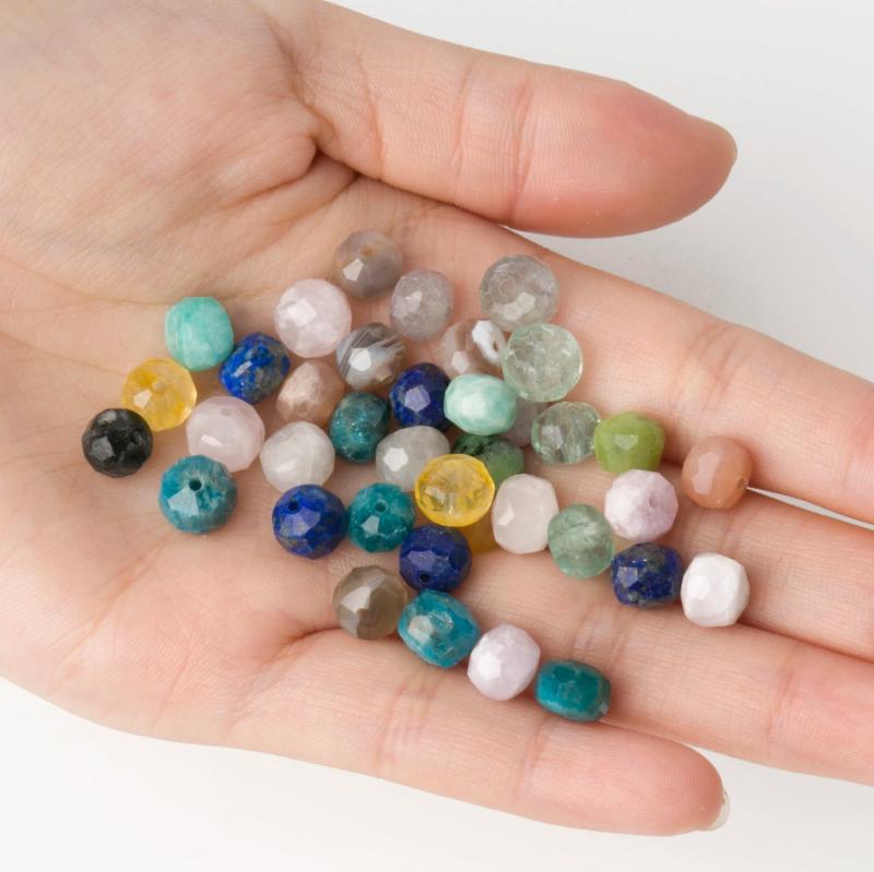 Natural Stone Beads Rondelle Lapis Lazuli Crystal Quartz Jade Spacer DIY Jewelry