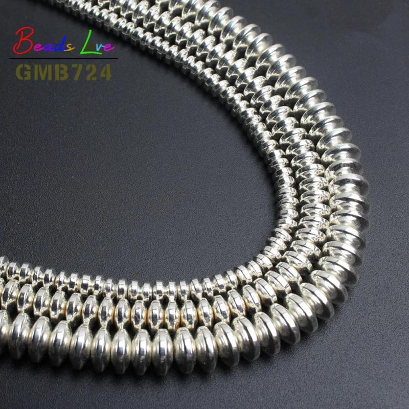 Hematite Rondelle Beads Silver Plated Spacer 4mm 6mm 8mm