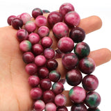 Fuchsia Stone Loose Beads Round Stone Beads Persian Jade Straight Hole Beads