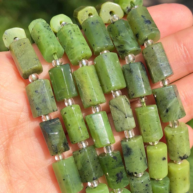 Faceted Green Canadian Jade Loose Beads for DIY Jewelry Making