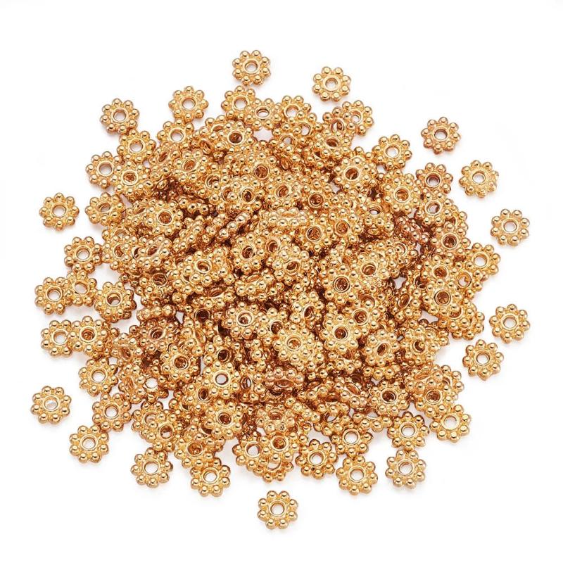 300pcs Daisy Flower Spacer Beads 5x1.5mm Alloy Metal Charm Bead Findings